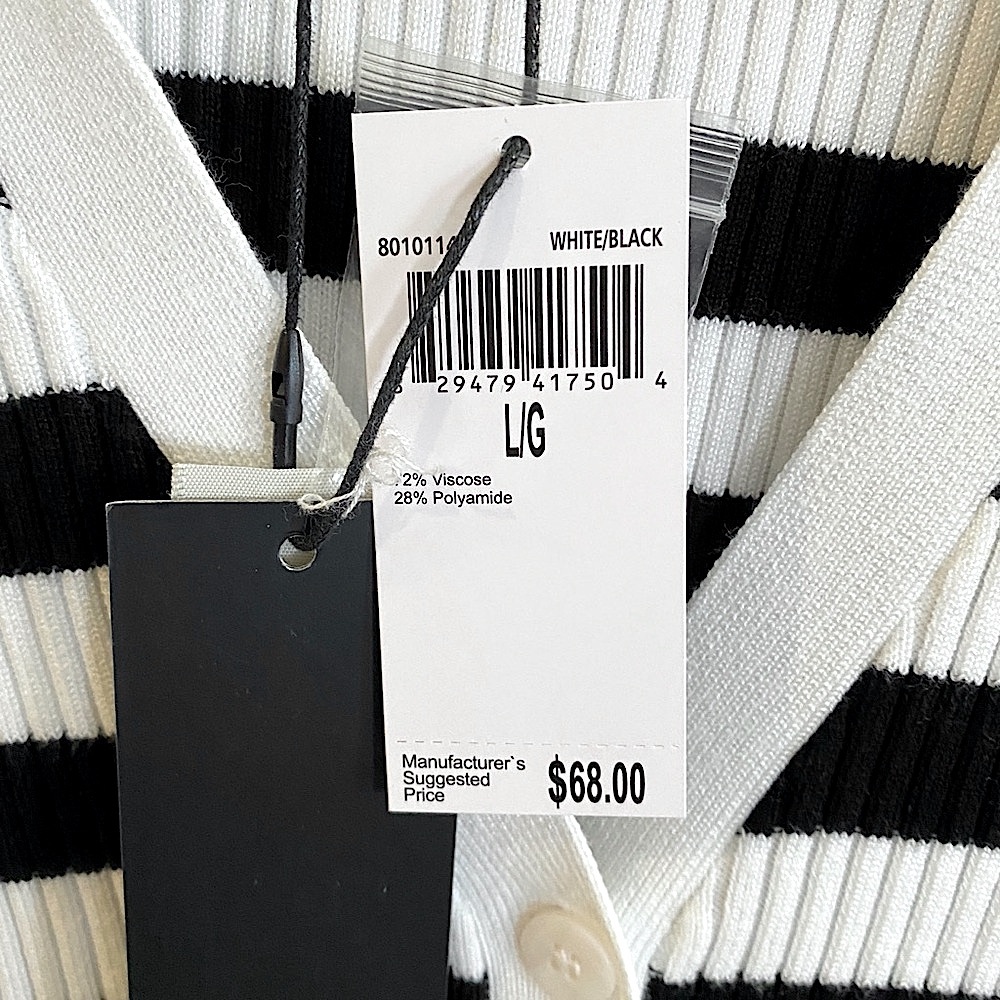 New Truth Striped Black and White Cardigan Sz.L - Picture 6 of 8